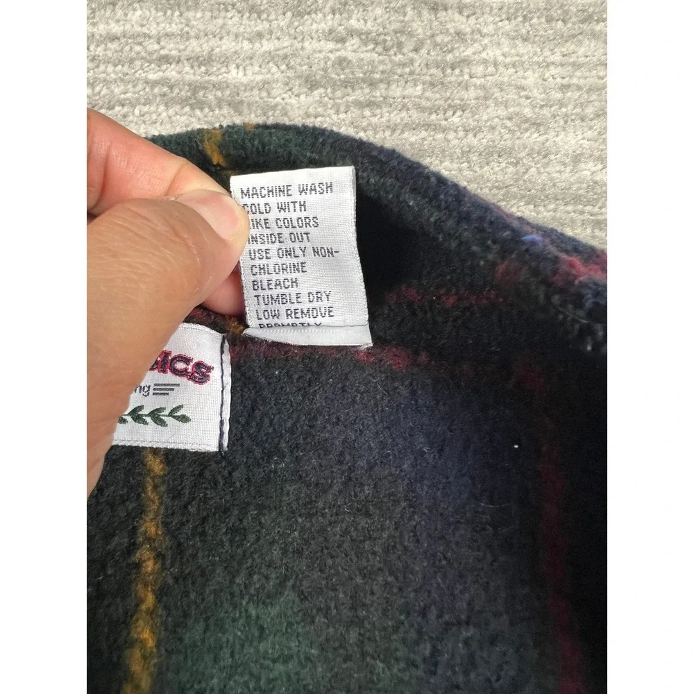Boca Classics Fleece Pullover Mens XL Green Plaid Quarter‎ Zip Mock Neck Outdoor